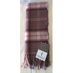 Baby Alpaca/Acrylic/Nylon Blend Scarf, Red and Burgundy Check 