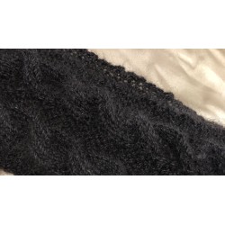 Handmade 100% Alpaca Ear Warmers, Black with Cable Detail