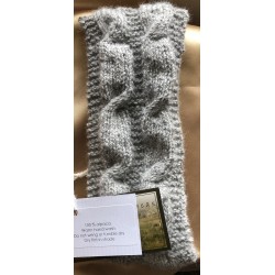 Handmade 100% Alpaca Ear Warmers, Grey with Cable Detail