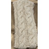 Handmade 100% Alpaca Ear Warmers, White with Cable Detail