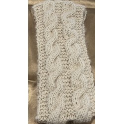 Handmade 100% Alpaca Ear Warmers, White with Cable Detail