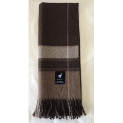 Alpaca Scarf, Brown Check, 100% baby alpaca