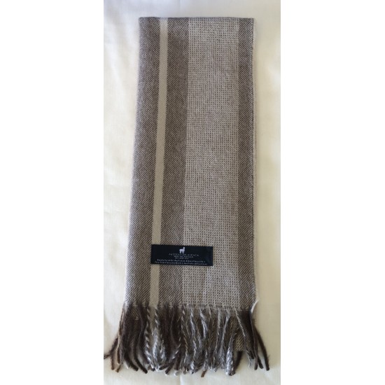 Alpaca scarf, Brown Stripe, 100% baby alpaca