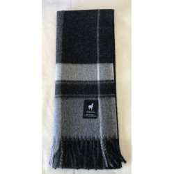 Alpaca Scarf, Charcoal Check, 100% baby alpaca