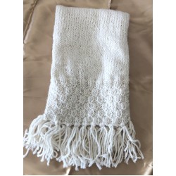 Handmade 100% Alpaca Scarf with Check pattern, Natural White