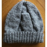 Handmade 100% Alpaca Beanie, Grey with rib band