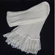 Handmade 100% Alpaca Scarf in Fisherman's Rib Pattern, Natural White