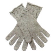 100% Baby Alpaca Gloves, Lace Design, Grey