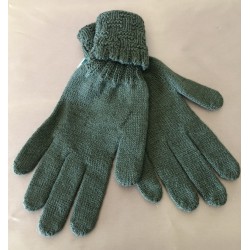 Alpaca Gloves, Basket Weave Design, Green, 100% baby alpaca