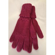 Alpaca Gloves, Basket Weave Design, Red, 100% baby alpaca