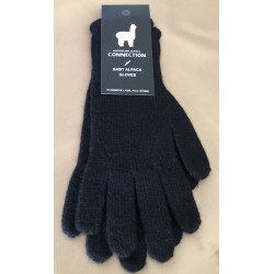 100% Baby Alpaca Gloves, Black, Medium Size