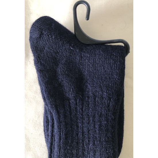 Ladies Alpaca Blend Navy Ribbed Socks, Size 2 -8