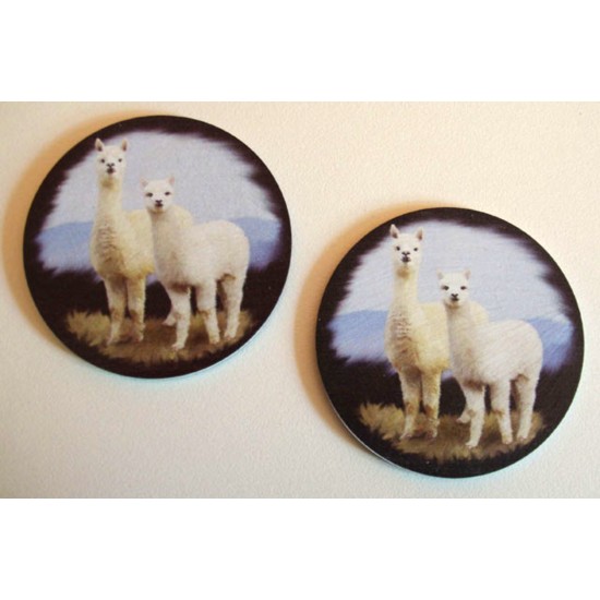 Handmade Slate Coaster With Alpaca Scene (Set of Six)